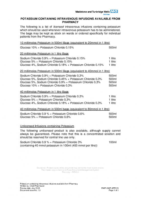 picture_Potassium Containing Intravenous Infusions Available From Pharmacy