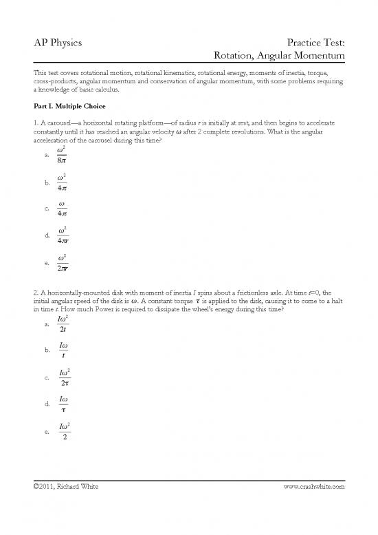 picture_Calculus Pdf 158245 | Practice Test 6 Rotation Angular Momentum
