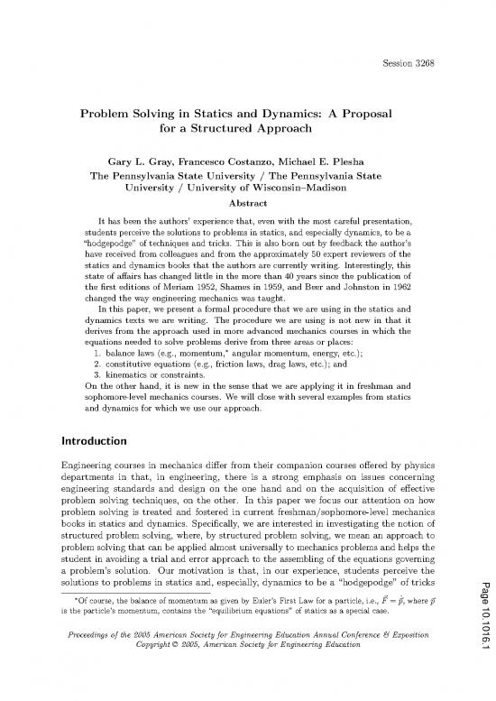 picture_Engineering Mechanics Dynamics Solutions 158204 | Problem Solving In Statics And Dynamics A Proposal For A Structured Approach