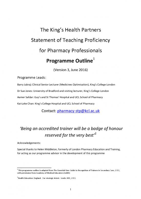 picture Kcl Pharmacy Pdf 156250 | Stp Programme Outline