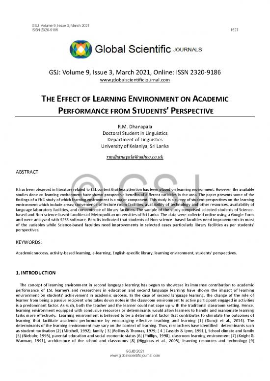 picture Learning Environment Pdf 156692 | The Effect Of Learning Environment On Academic Performance From Students Perspective