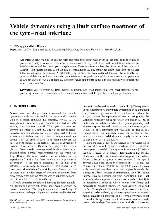 picture_Dynamics Pdf 158113 | Vehicle Dynamics Using A Limit Surface Treatment Of The Tire Road Interface