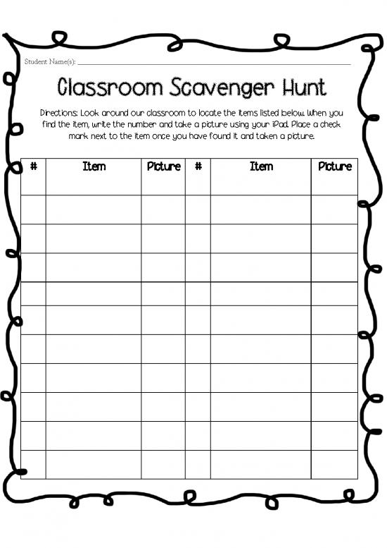 Back To School Scavenger Hunt Freebie 1