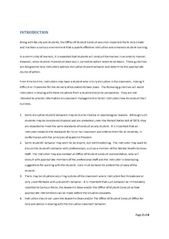 Classroom Guidelines For Dealing With Disruptive Behavior Classroom Guidelines For Dealing With Disruptive Behavior