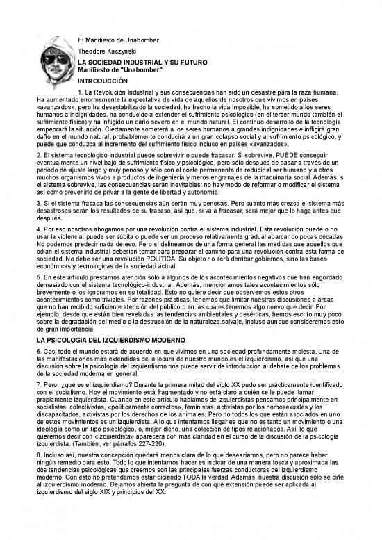 picture1_Industrial Pdf 159744 | 2 I 3 Theodore Kaczynski Manifiesto De Unabomber