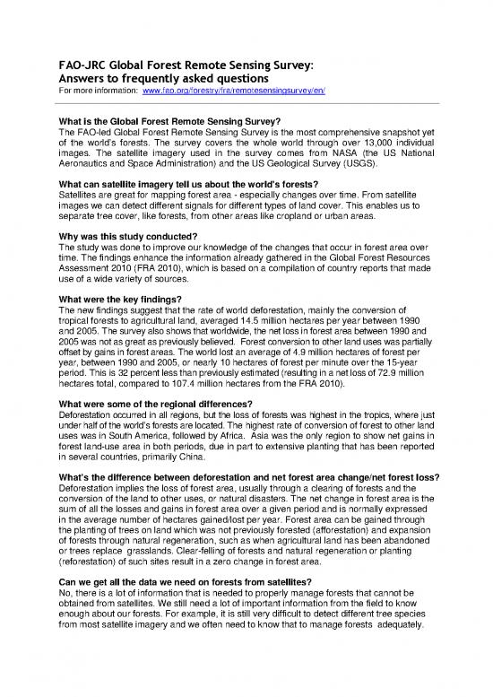 picture1_Forest Pdf 159289 | Answers To Faqs Fao Satellite Forestry Survey