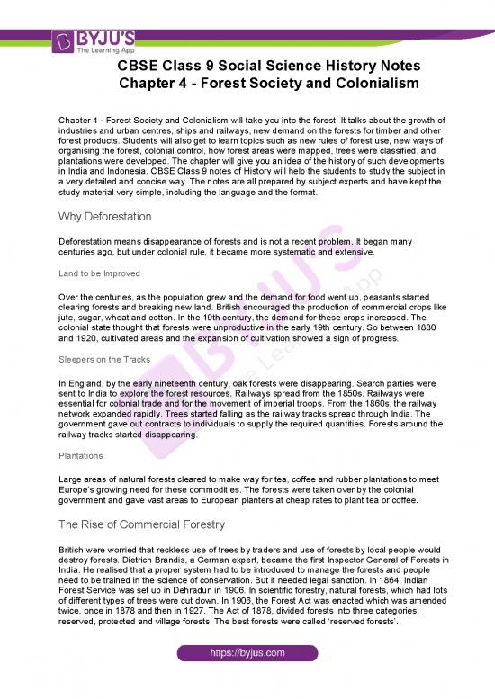 picture_Forest Pdf 158847 | Cbse Class 9 Social Science History Notes Chapter 4 Forest Society And Colonialism