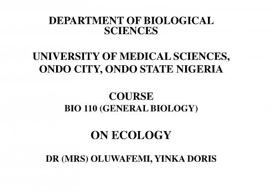 picture Ecology Pdf 160780 | Dr Mrs Oluwafemi Yinka Doris Bio 110 General Biology On Ecology