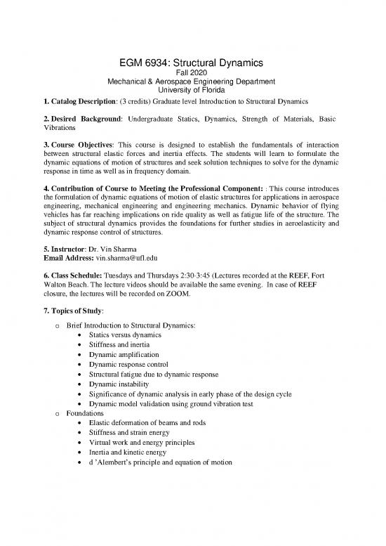 picture Structural Dynamics Pdf 158377 | Egm 6934 Fall2020