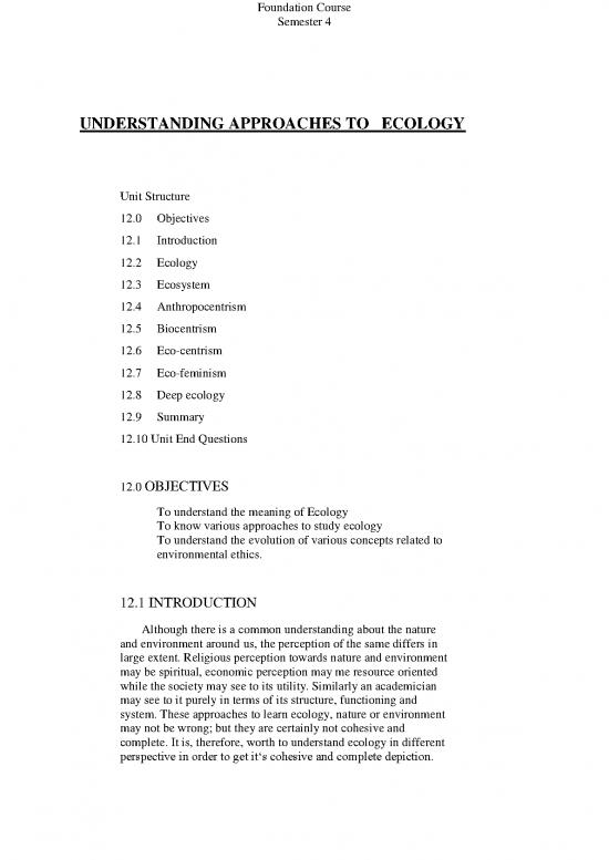 picture Ecology Pdf 160560 | Fc Sem 4 Understanding Approaches To   Ecology