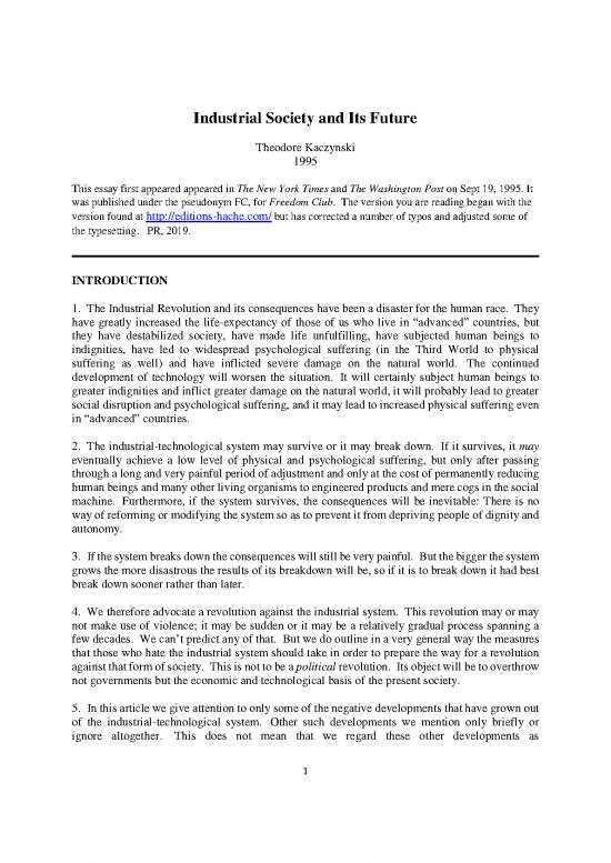 picture Society Pdf 160074 | Industrial Society And Its Future