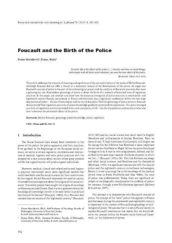 picture1_Society Pdf 160340 | Jcic2019 04 Dusanmarinkovic Foucaultandthebirthofthepolice