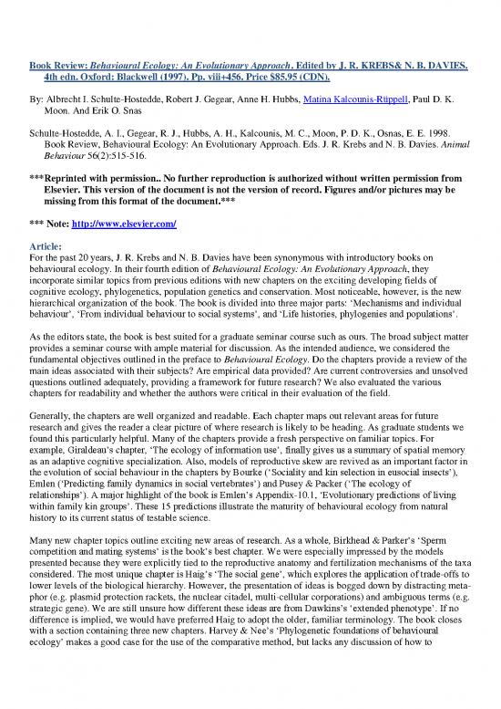 picture Ecology Pdf 160703 | M Kalcounis Bookreview 1998