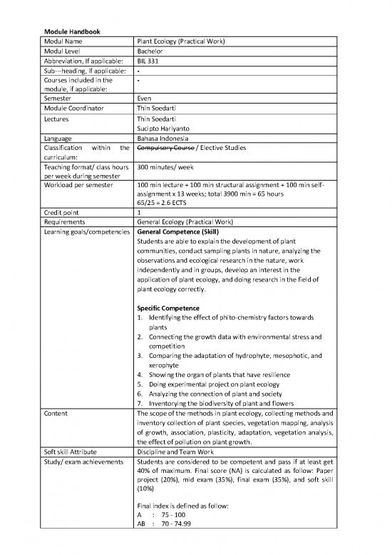 picture Ecology Pdf 160440 | Plant Ecology Practical Work