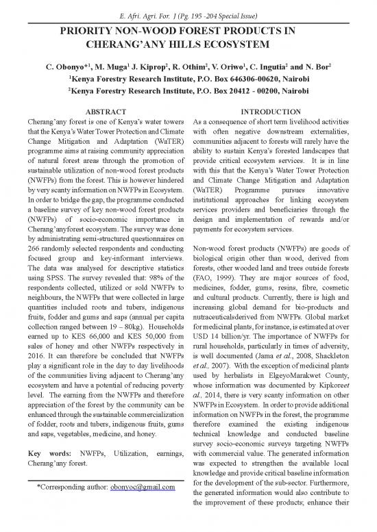 picture1_Forest Ecosystem Pdf 159389 | Priority Non Wood Forest Products In Cherangæany Hills Ecosystem