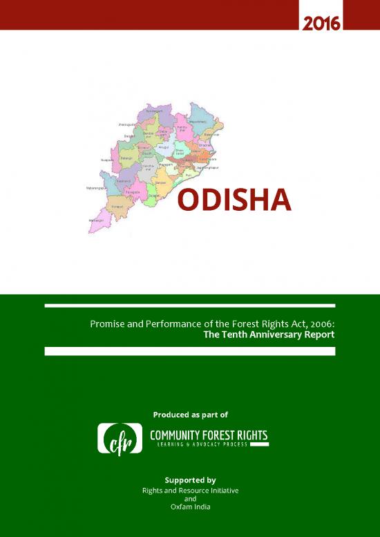 picture Forest Pdf 159317 | Promise And Proformance Of Fra Odisha Report De16