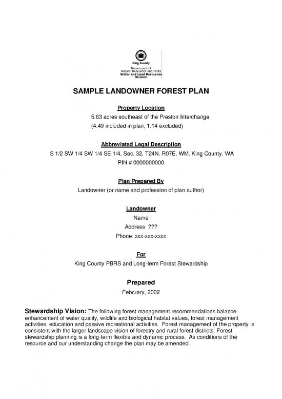 forestry and parks business plan