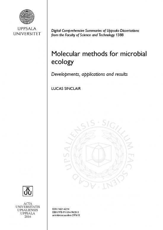picture Ecology Pdf 160909 | Sinclair   Molecular Methods For Microbial Ecology   2016