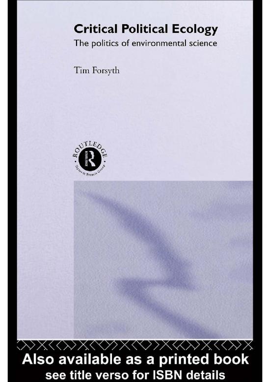 picture1_Ecology Pdf 160941 | Timothy Forsyth Critical Political Ecology The Politics Of Environmental Science (2003)