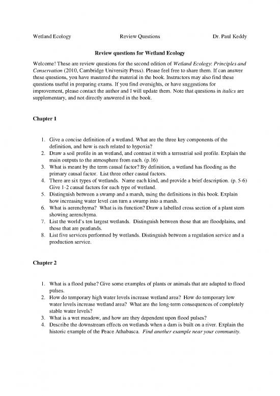 picture Ecology Pdf 160557 | Wetland Ecology Review Questions 2017