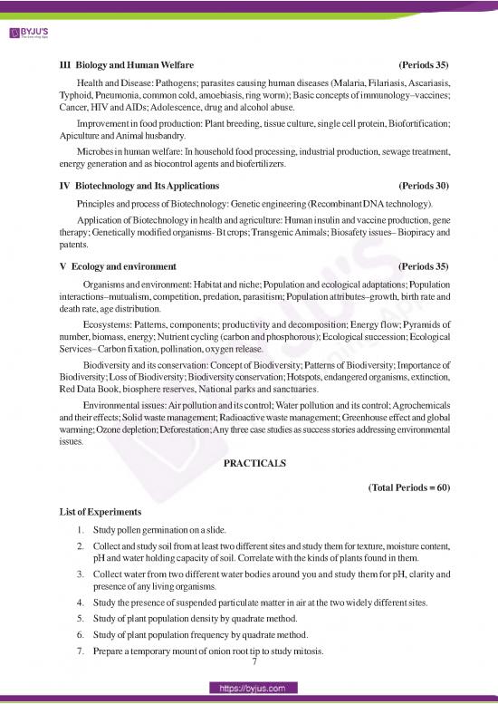 Ncert class 12 biology syllabus