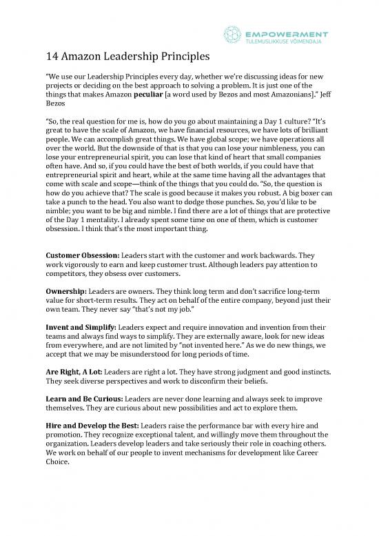 picture Leadership Pdf 162478 | 14 Amazon Leadership Principles