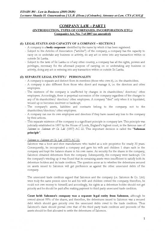 picture Companies Act Pdf 161856 | 1 Company Law Part 1 3 11 2019 Notes