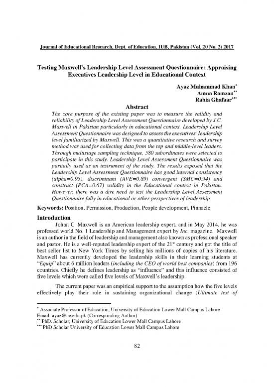 picture_Leadership Pdf 162652 | 7 Testing Maxwell’s Leadership Level Assessment Questionnaire Appraising Executives Leadership Level In Educational Context