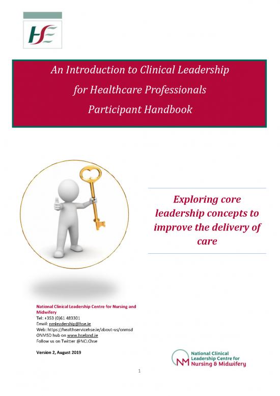 picture Leadership Pdf 162847 | An Introduction To Clinical Leadership For Healthcare Professionals Participant Handbook