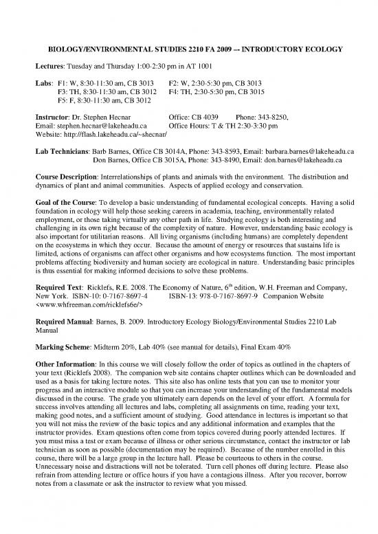 picture_Ecology Pdf 161278 | Biol2210fa Introecol Hecnar 2009 Lecture