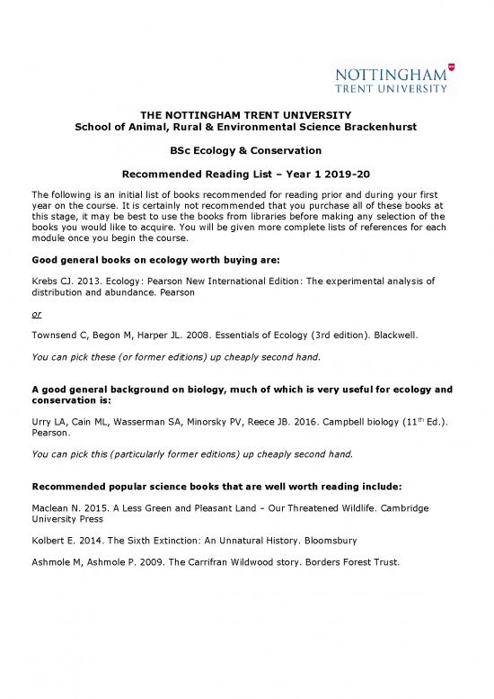 picture1_General Ecology Pdf 161340 | Bsc E And C Reading List Yr 1 2019 20