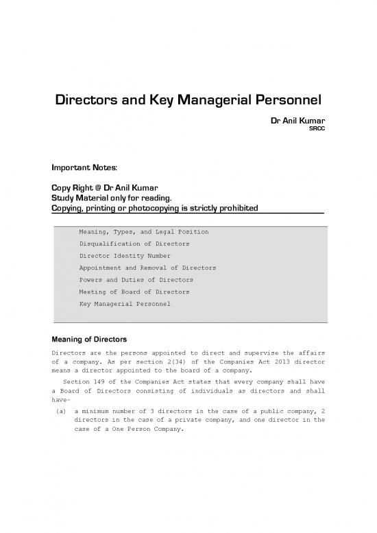 picture Companies Act 2013 Pdf 162173 | Com  H   Sem Ii  Sec E Directors  Dr Anil Kumar
