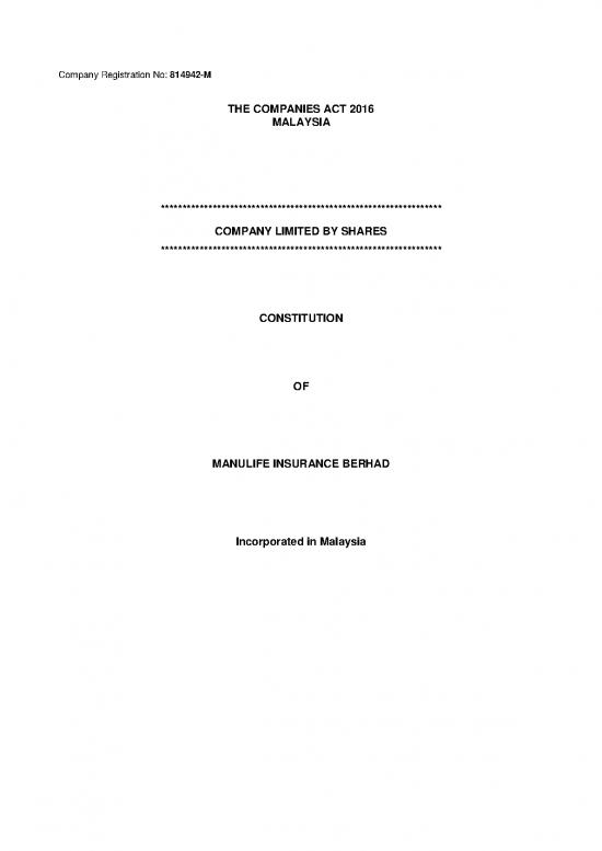 picture Companies Act 2013 Pdf 162054 | Corporate Governance Manulife Insurance Berhad Constitution