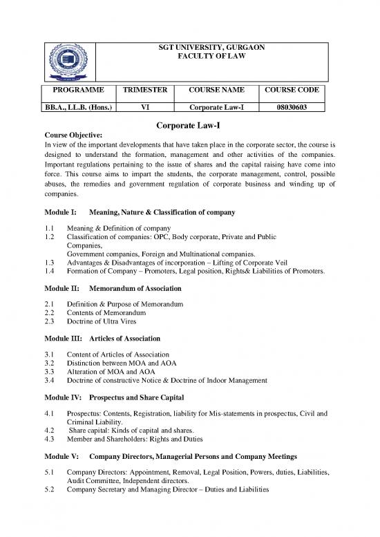 picture Corporate Pdf 161570 | Corporate Law I