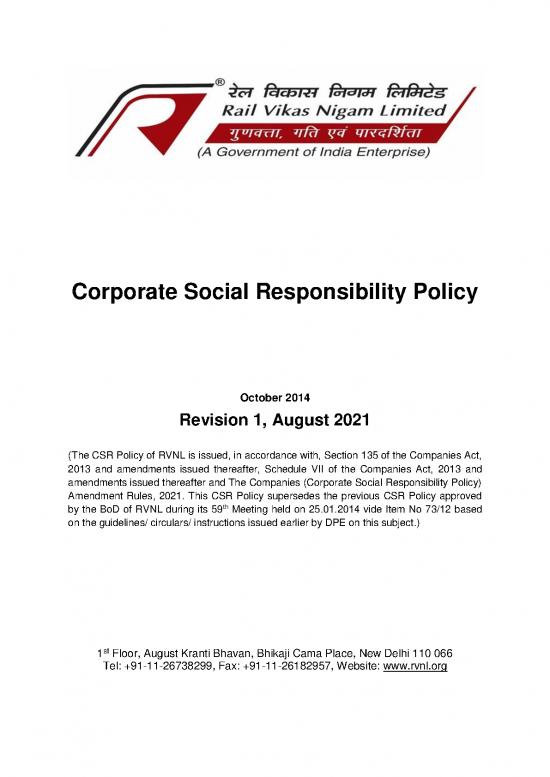 picture1_Companies Act 2013 Pdf 161691 | Csr Policy Of Rvnl, Rev 1, August 2021