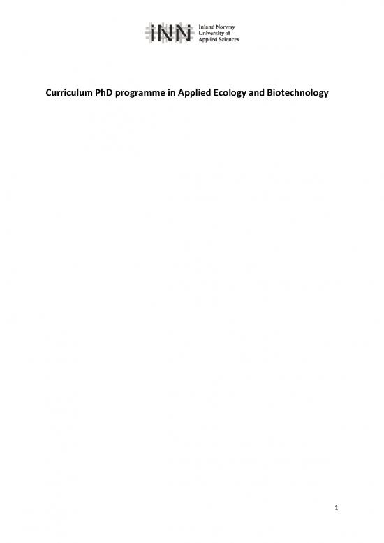 picture Ecology Pdf 161239 | Curriculum Phd Programme In Applied Ecology And Biotechnology