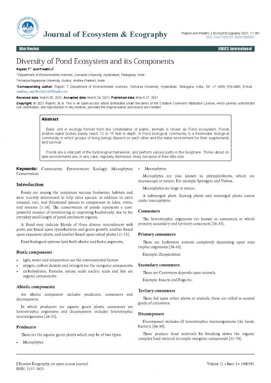 picture_Diversity Of Pond Ecosystem And Its Components