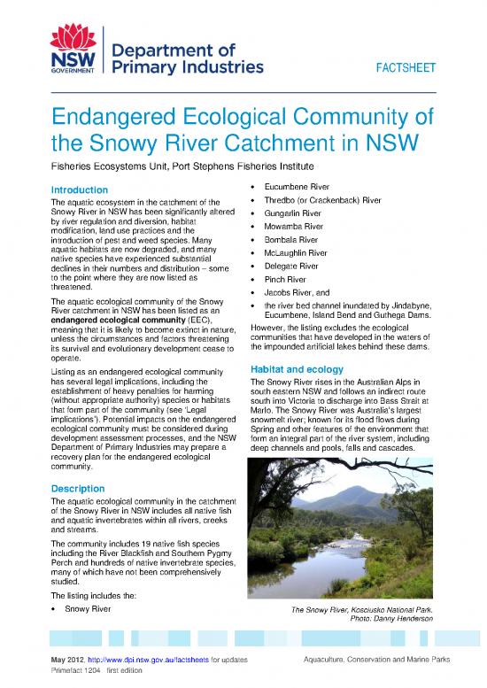 picture1_River Ecosystem Pdf 161119 | Endangered Ecological Community Of The Snowy River Catchment In Nsw
