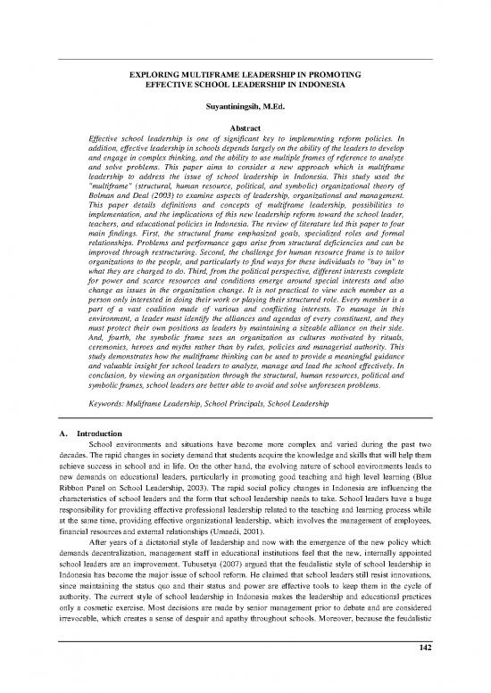 picture Leadership Pdf 162969 | Exploring Multiframe Leadership In Promoting Effective School Leadership In Indonesia