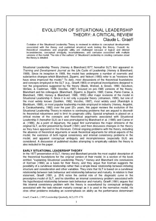 Leadership Pdf 162452 Graeff 1997 Evolution Of Situational leadership-pdf-162452-graeff-1997-evolution-of-situational
