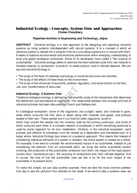picture Ecology Pdf 161233 | Industrial Ecology Concepts System View And Approaches Ijertv1is9396
