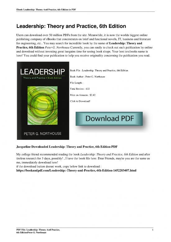 picture_Leadership Pdf 162782 | Leadership Theory And Practice 6th Edition By Peter G Northouse