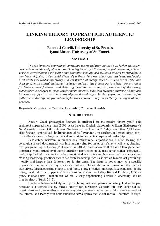 picture Leadership Pdf 163545 | Linking Theory To Practice Authentic Leadership 1939 6104 16 3 124