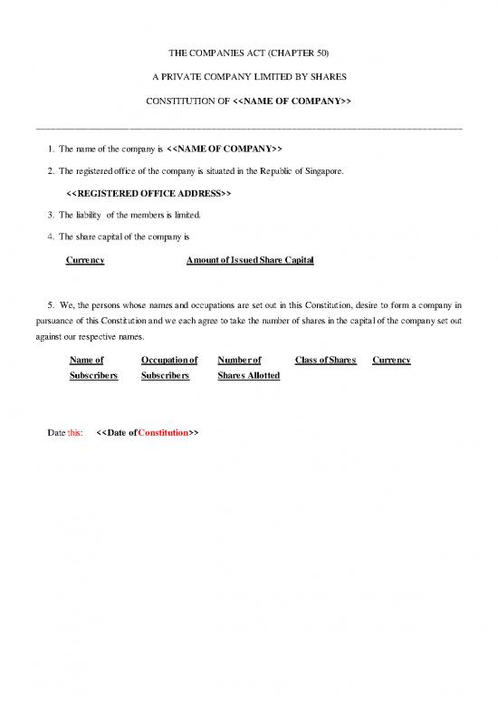 picture Companies Act Pdf 161773 | Model Constitution For Pte Ltd Company (standard 3)