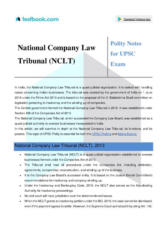 picture Companies Act 2013 Pdf 161417 | National Company Law Tribunal Nclt Polity Notes For Upsc Exam 5175afd2