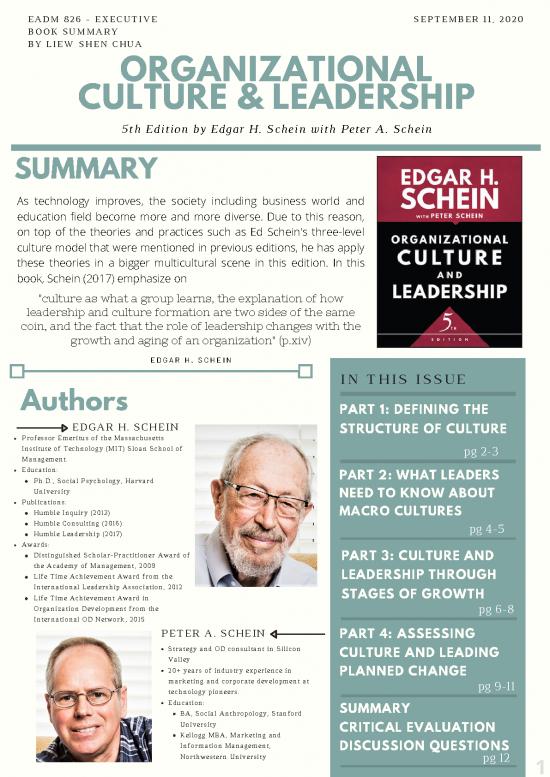 Leadership Pdf 163435 | Organizational Culture And Leadership Schein