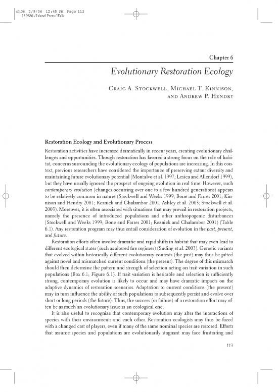 picture1_Restoration Ecology Pdf 161324 | Stockwell Kinnison Hendry 2006