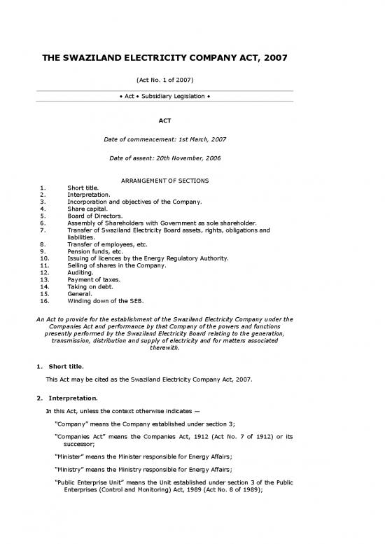 picture Companies Act Pdf 161536 | The Swaziland Electricity Company Act 2007