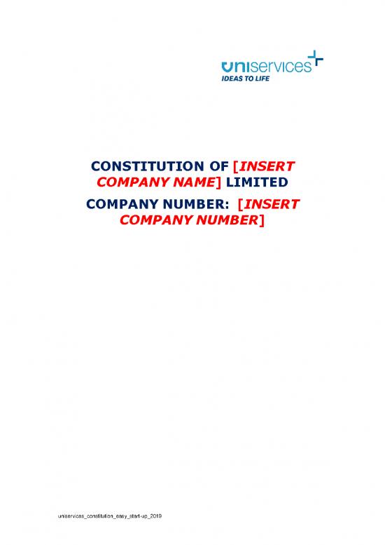 picture_Company Constitution Sample Pdf 162209 | Uniservices Constitution Easy Start Up 2019