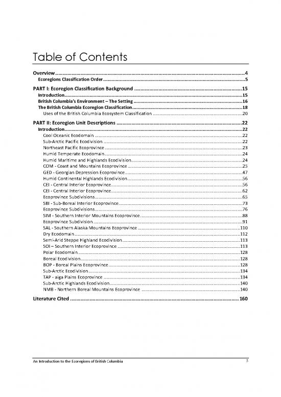An Introduction To The Ecoregions Of British Columbia